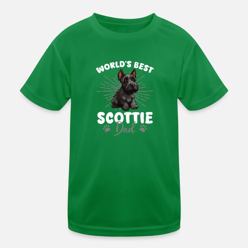 Scottish Terrier Groovy Scottie Dad Kids Functional T-Shirt