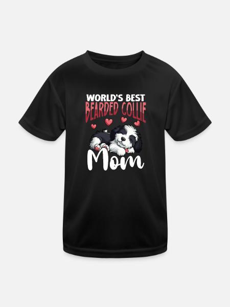 Bearded Collie Dog Beardie Mom - Kids Functional T-Shirt - black - Front