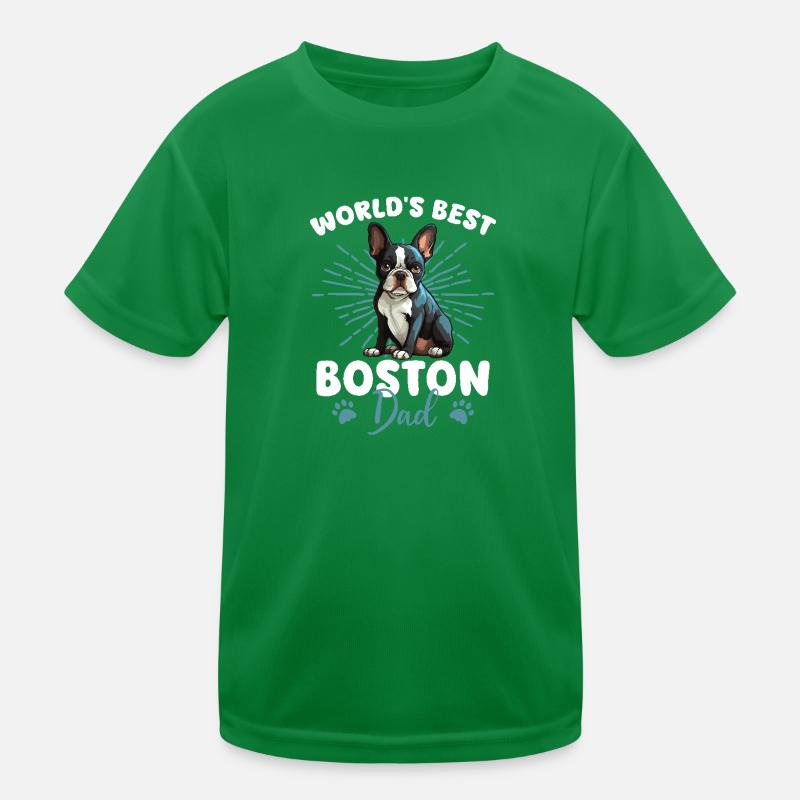 Boston Terrier Groovy Boston Dad Kids Functional T-Shirt
