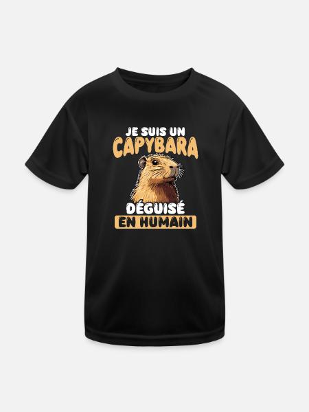 Ich bin ein als Mensch verkleideter Capybara - Kinder Funktions-T-Shirt - Schwarz - Vorne