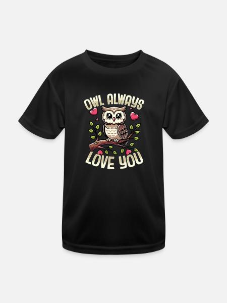 hibou t’aime toujours doux jeu de mots romantique - T-shirt sport Enfant - noir - Devant
