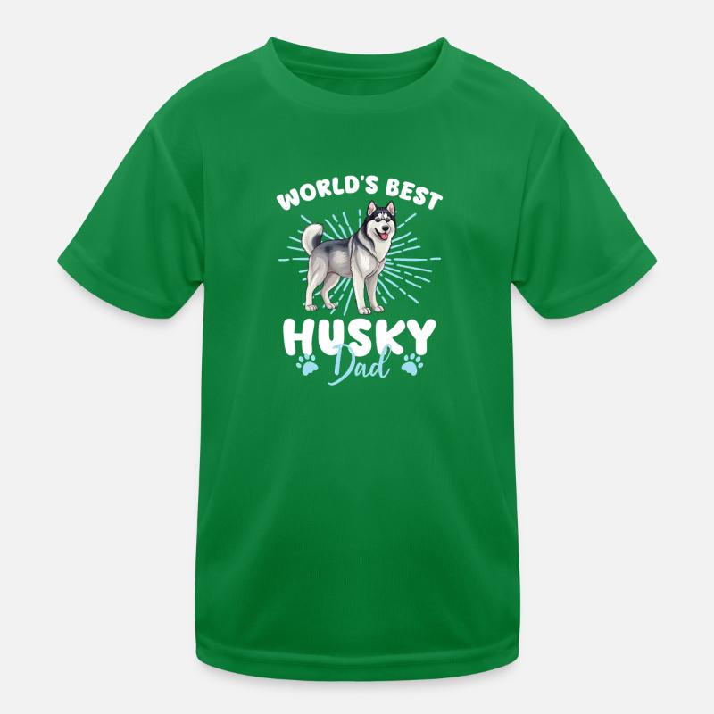 Siberian Husky Groovy Husky Dad Kids Functional T-Shirt
