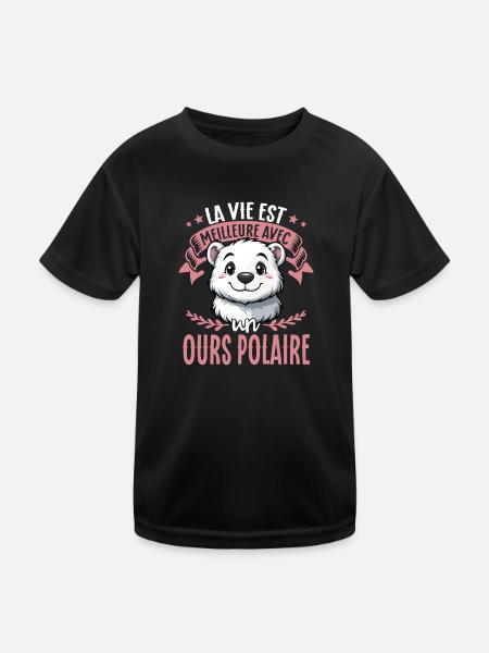 La vie est meilleure avec un ours polaire - süßer - Kinder Funktions-T-Shirt - Schwarz - Vorne