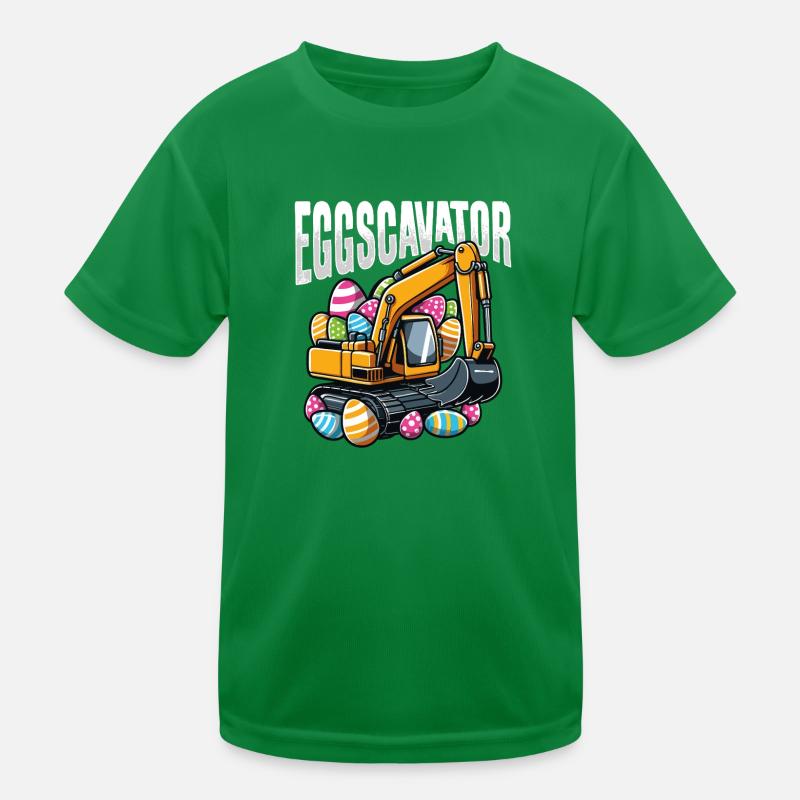 Eggscavator Funny Easter Excavator Excavator Kids Functional T-Shirt