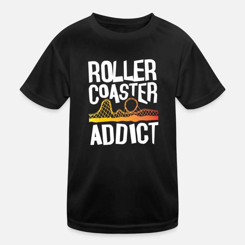 Roller Coaster Addict - Kids Functional T-Shirt - black