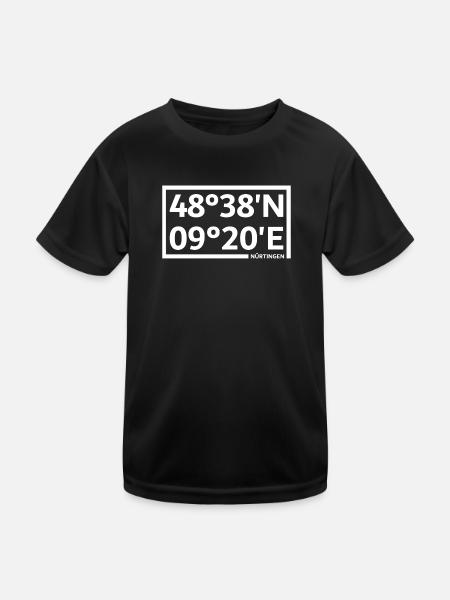 Nürtingen Koordinaten - Kinder Funktions-T-Shirt - Schwarz - Vorne