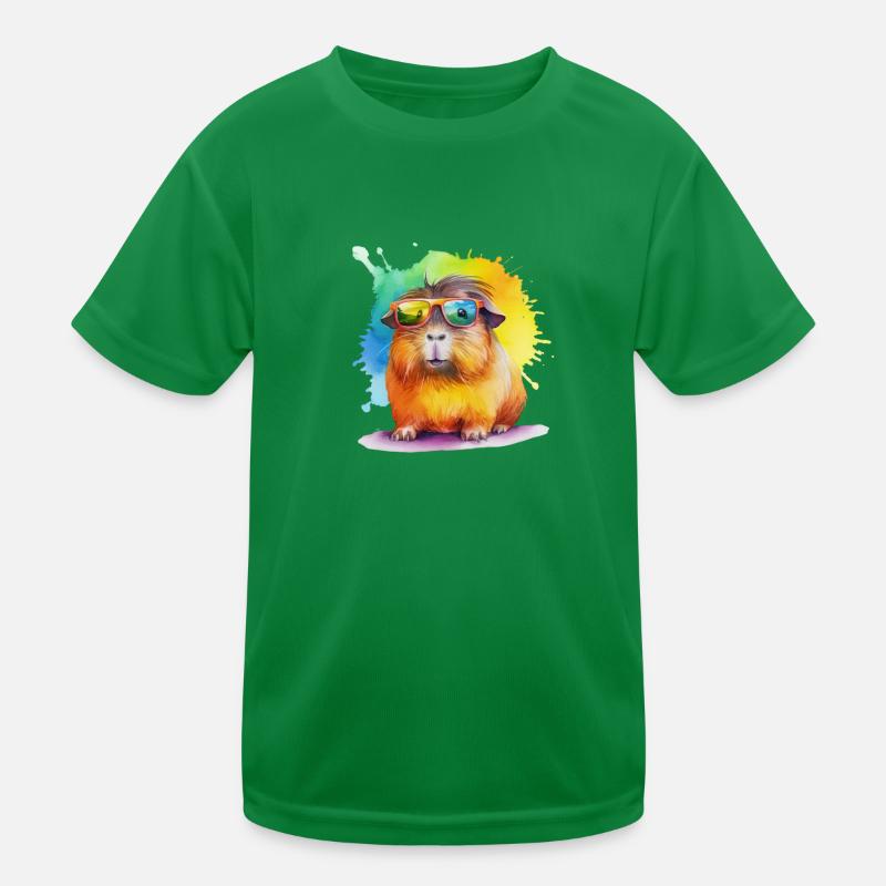 Buntes Meerschweinchen mit Sonnenbrille Kinder Funktions-T-Shirt