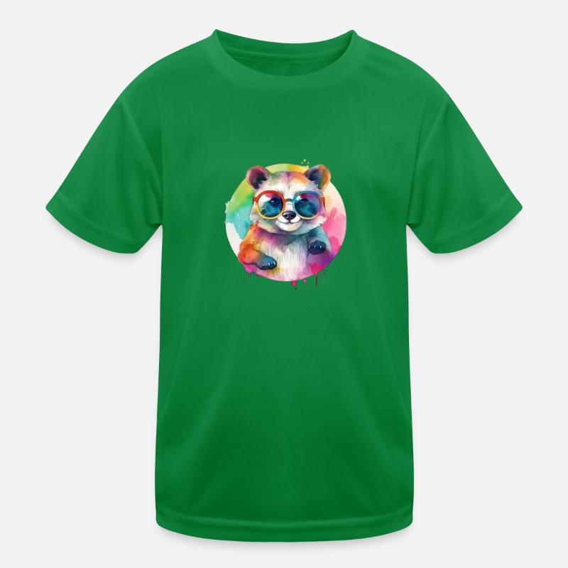 Bunter cooler Waschbär mit Sonnenbrille Kinder Funktions-T-Shirt