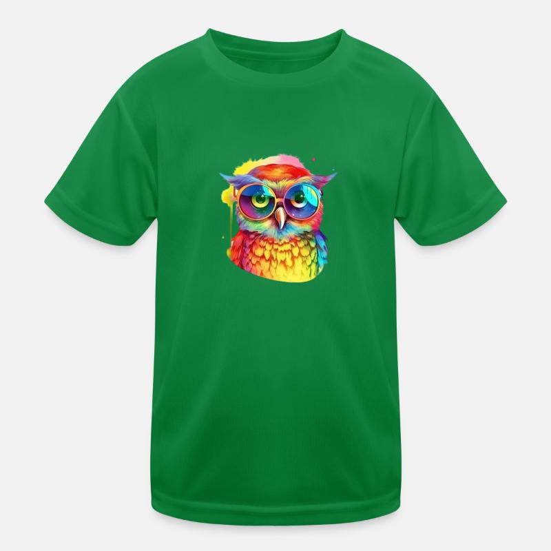 Bunte coole Eule mit Sonnenbrille Kinder Funktions-T-Shirt