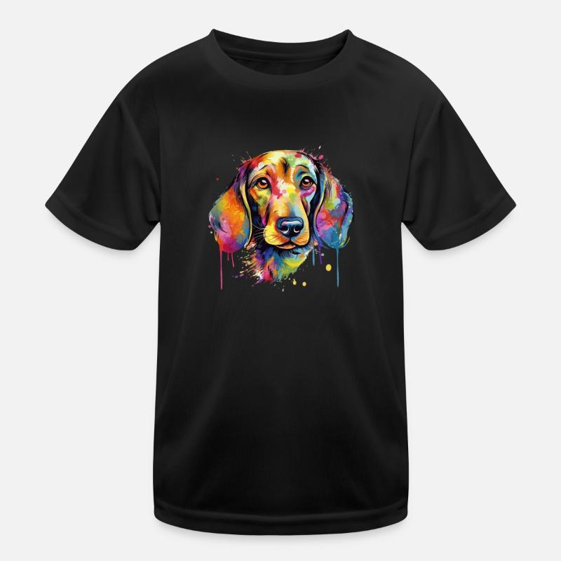 Cooler bunter Dackel Hund Kinder Funktions-T-Shirt