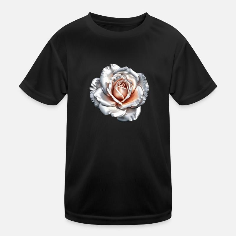 Blumen Rose Weiß Grau Muttertag Valentinstag Kinder Funktions-T-Shirt