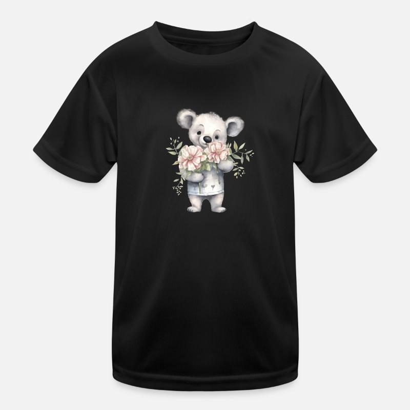 Niedlicher & süßer Koala mit Blumenstrauß Kinder Funktions-T-Shirt
