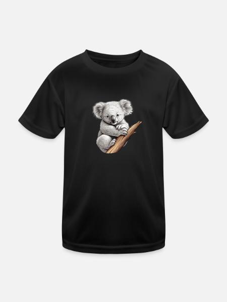 Süßer Koala mit Stamm Tier Australien Koala-Bär - Kinder Funktions-T-Shirt - Schwarz - Vorne