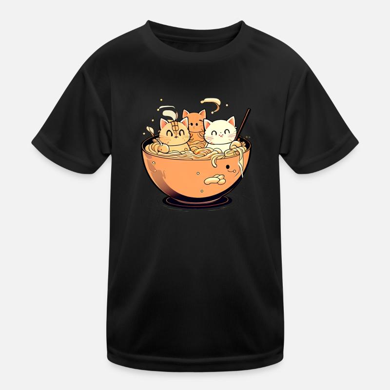 Chats mignons dans un bol à soupe de nouilles ramen T-shirt sport Enfant