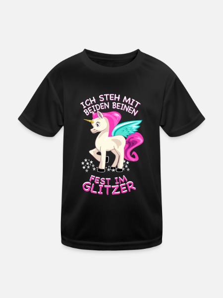 Einhorn im Glitzer - Einhörner / Geschenk - Kinder Funktions-T-Shirt - Schwarz