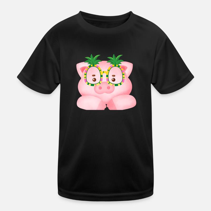 Cute Pig - Kids Functional T-Shirt - black