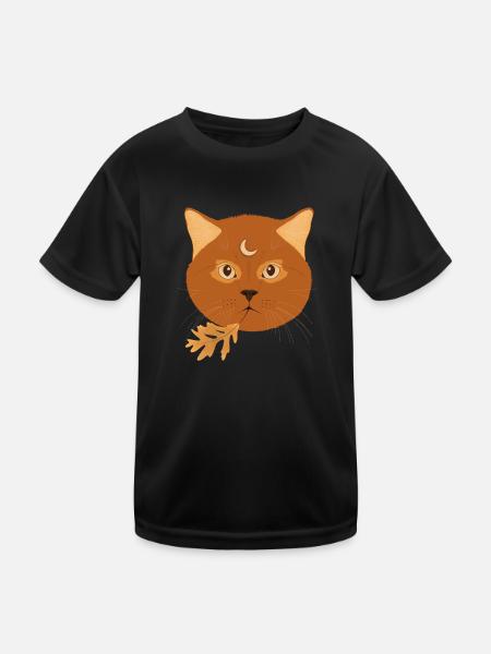 Chat d’automne - T-shirt sport Enfant - noir - Devant