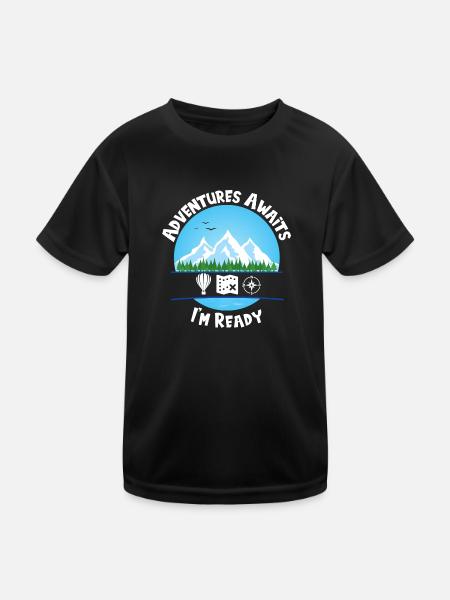 Adventures Awaits Blue I'm Ready - Kids Functional T-Shirt - black - Front