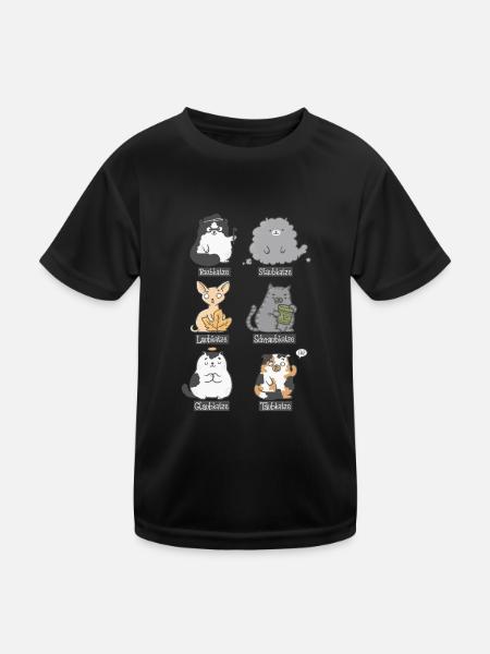Aub-Katzen - Kinder Funktions-T-Shirt - Schwarz
