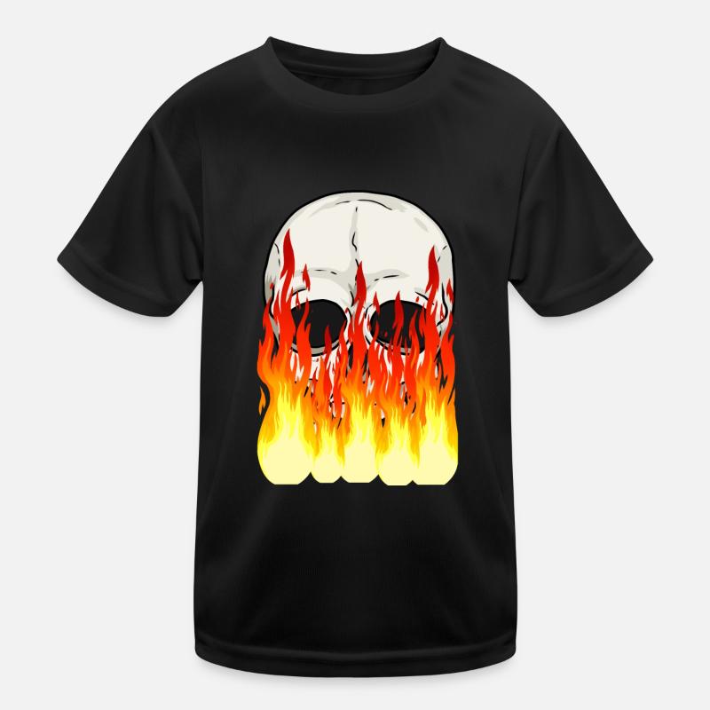 Skull Skull Horror Halloween Fire Flames Kids Functional T-Shirt