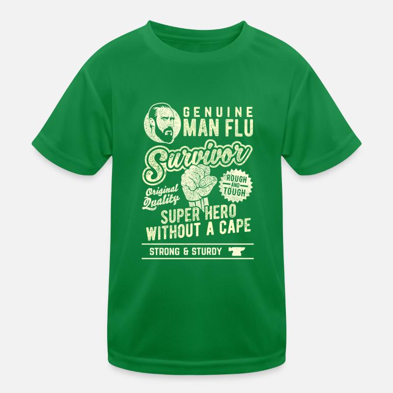 Man Flu Survivor Superhero Statement Kids Functional T-Shirt