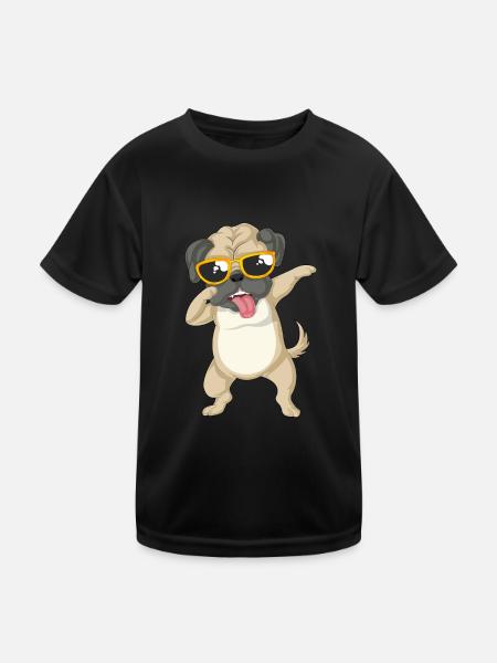 dabbing Mops - Kinder Funktions-T-Shirt - Schwarz