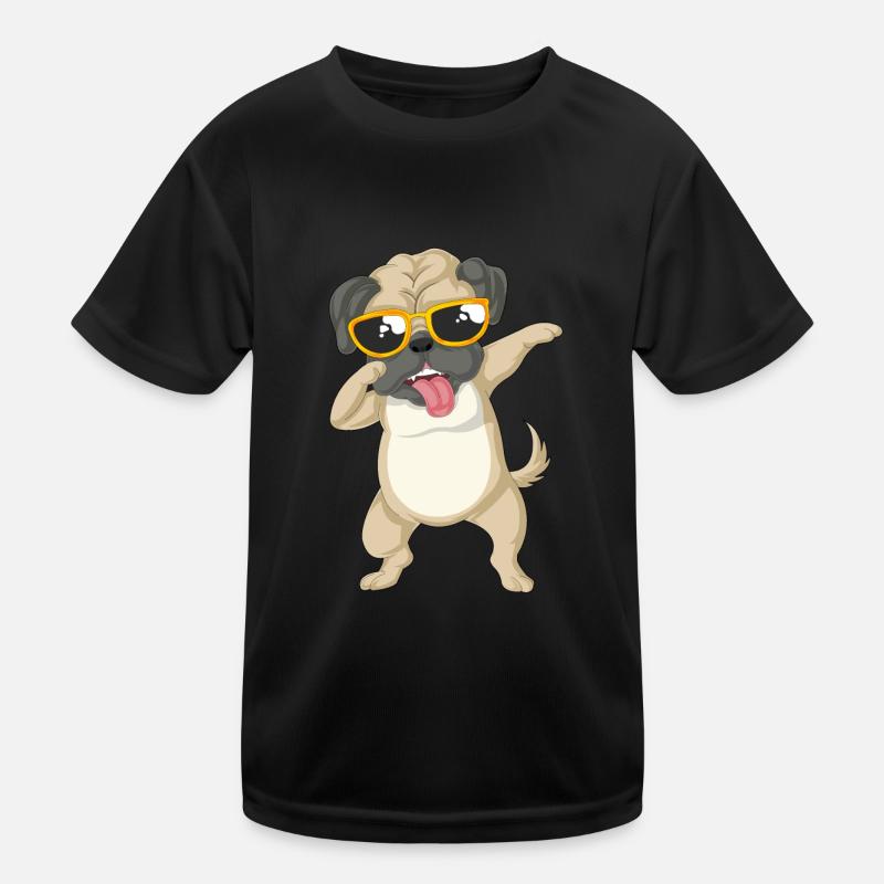 dabbing Mops - Kinder Funktions-T-Shirt - Schwarz