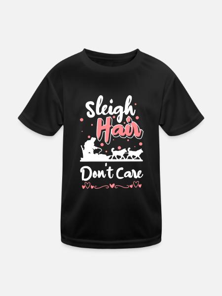 Rodeln Weihnachten Wintersport Holzschlitten - Kinder Funktions-T-Shirt - Schwarz - Vorne
