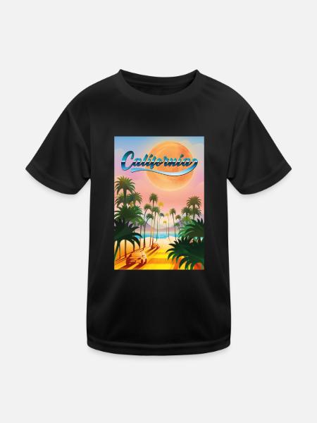 California - Vibes - Kinder Funktions-T-Shirt - Schwarz