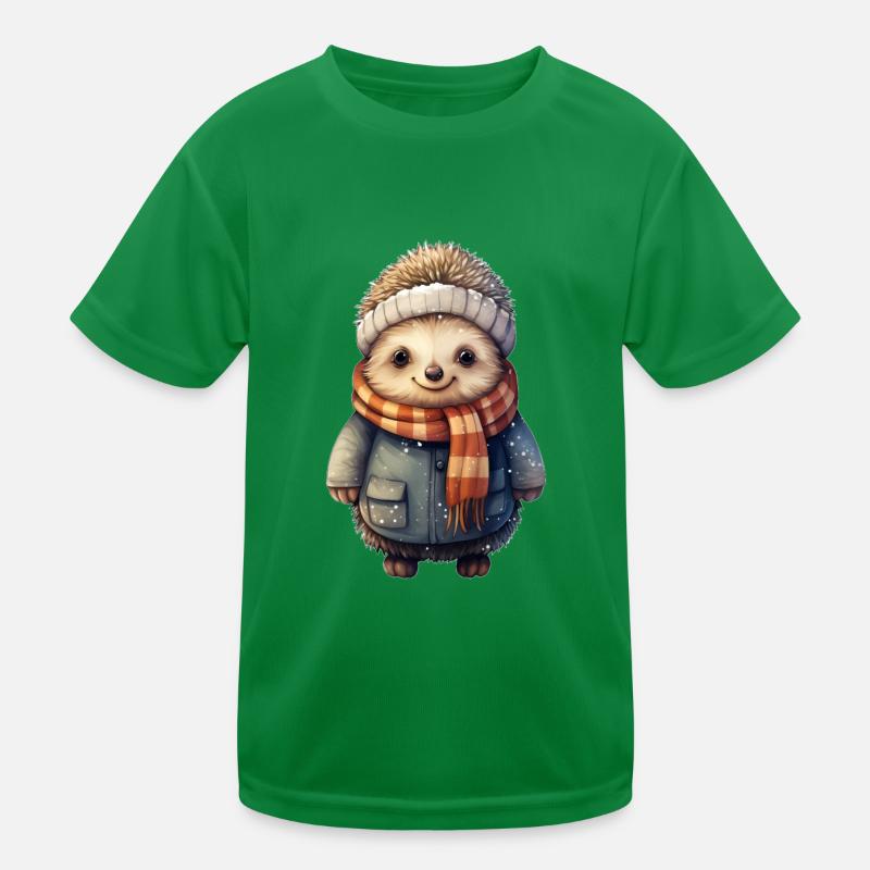 Igel im Winter Kinder Funktions-T-Shirt