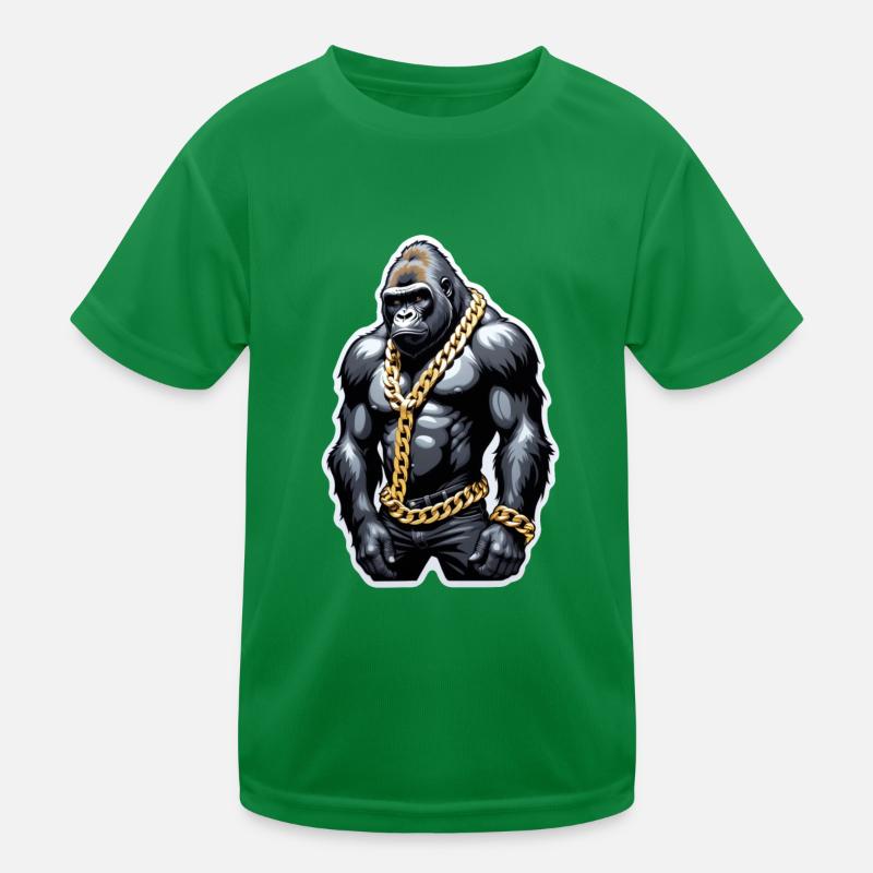 Gorilla mit Goldkette Kinder Funktions-T-Shirt
