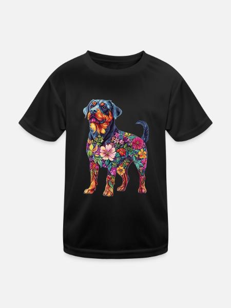 Rottweiler - Kinder Funktions-T-Shirt - Schwarz - Vorne