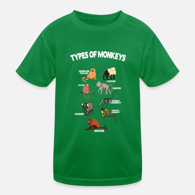 Arten von Affen Affen der Welt Kinder Funktions-T-Shirt