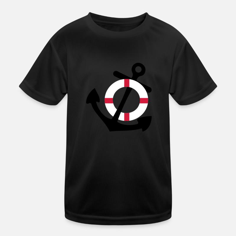 Anker mit Rettungsring Kinder Funktions-T-Shirt