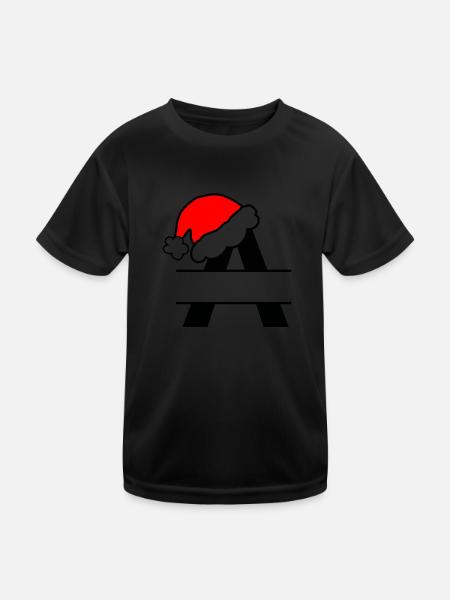 Alphabet Weihnachtsbuchstabe A zum Personalisieren des Namens - Kinder Funktions-T-Shirt - Schwarz - Vorne