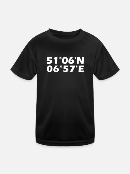 Langenfeld (Rheinland) Koordinaten - Kinder Funktions-T-Shirt - Schwarz - Vorne