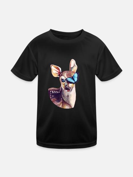 Reh & Schmetterling – Tribut zu Life is Strange - Kinder Funktions-T-Shirt - Schwarz - Vorne