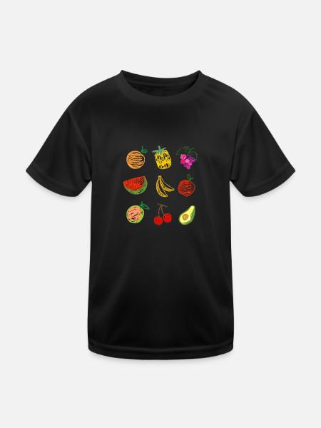 Fruit Salad - Kinder Funktions-T-Shirt - Schwarz - Vorne