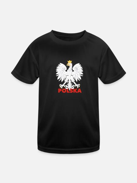 POLSKA ORZEł POLNISCHE ADLER - Kinder Funktions-T-Shirt - Schwarz - Vorne