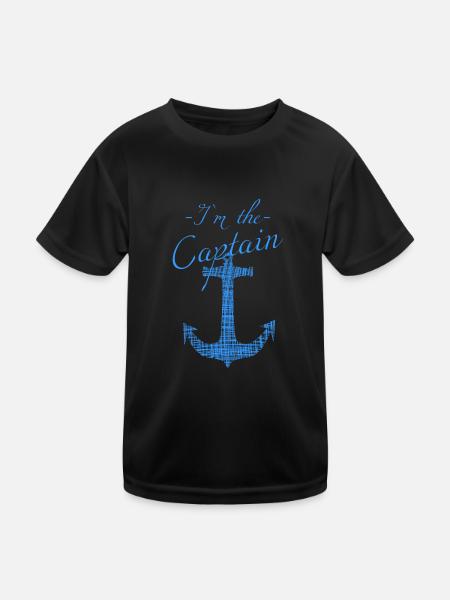 sailing captain - Kinder Funktions-T-Shirt - Schwarz - Vorne