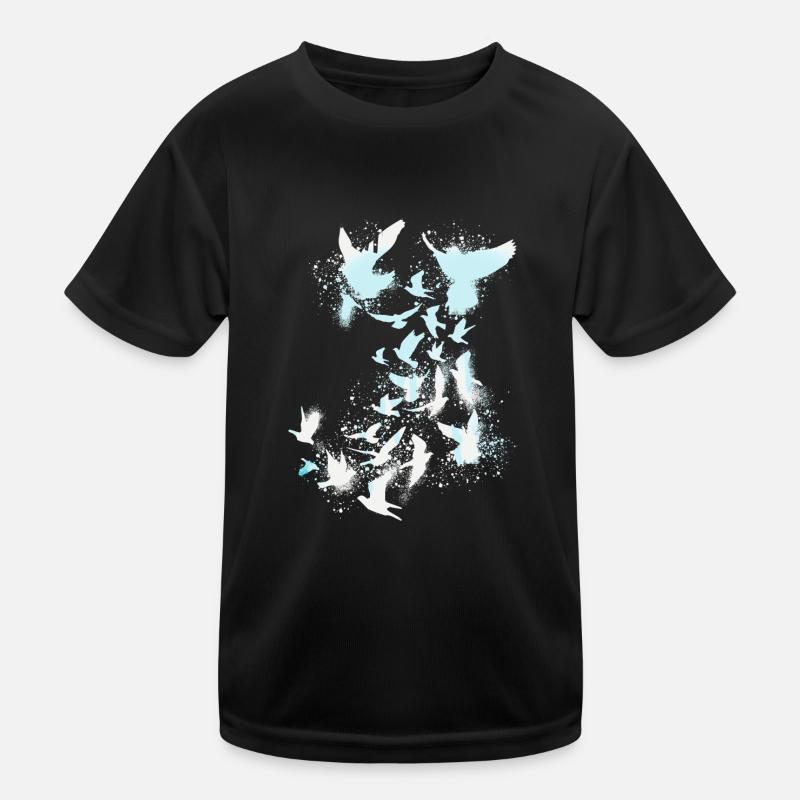 tauben,taube,vögel,vogelschwarm,weiss,graffiti Kinder Funktions-T-Shirt