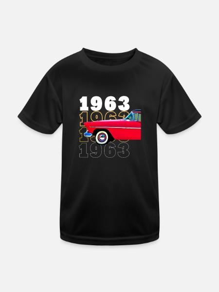 Auto Baujahr 1963 - Kinder Funktions-T-Shirt - Schwarz - Vorne