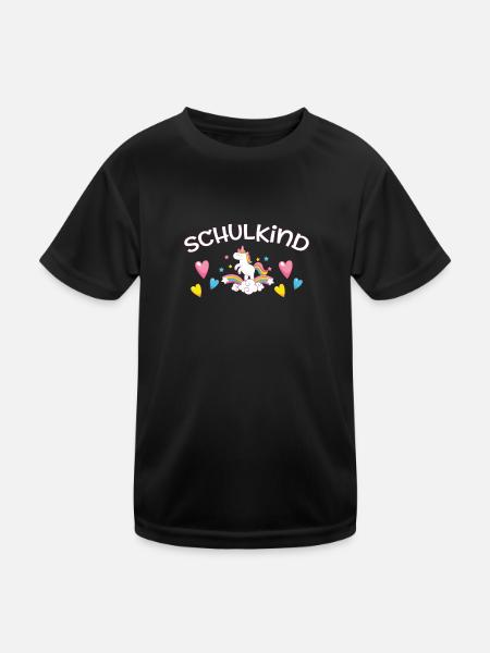 Schulkind - Einhorn - Kinder Funktions-T-Shirt - Schwarz
