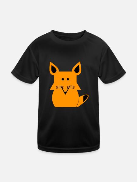 Fuchs - Kinder Funktions-T-Shirt - Schwarz - Vorne