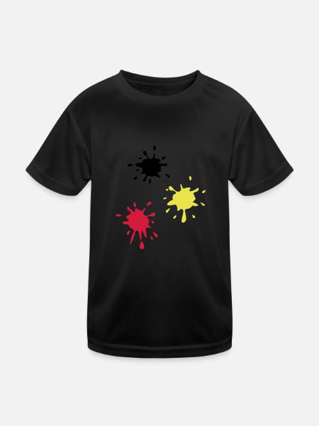 Kunst, Fleck, Paintball - Kinder Funktions-T-Shirt - Schwarz - Vorne