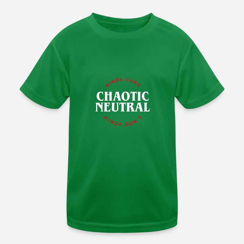 Chaotic Neutral Alignment Kinda Care Kinda Dont Kids Functional T-Shirt