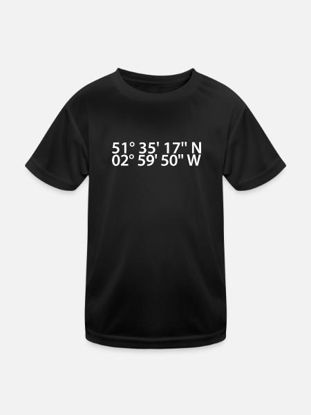 Newport Koordinaten - Kinder Funktions-T-Shirt - Schwarz - Vorne