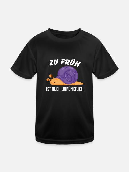 Zu früh ist auch unpünktlich lustige Schnecke - Kinder Funktions-T-Shirt - Schwarz - Vorne