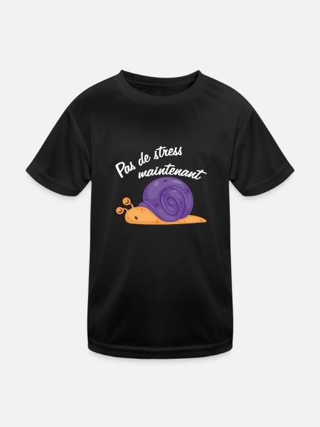 Pas de stress un drôle d'escargot qui dort - T-shirt sport Enfant - noir - Devant
