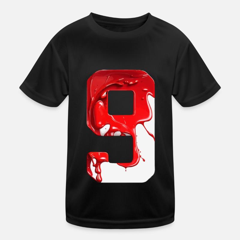 NO. 9 NUMBER 9 RED WHITE 9TH BIRTHDAY Kids Functional T-Shirt